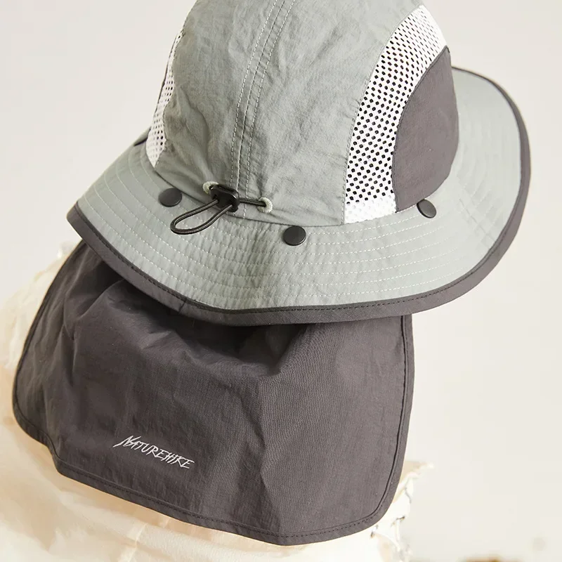 Naturehike-Children's Mesh Sun-Proof Bucket Hat, Summer Outdoor Leisure Wide Brim Sunshade Beach Hat