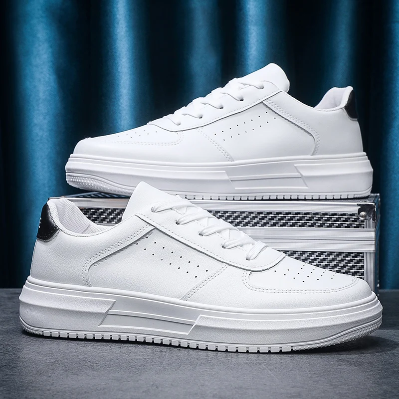 

Кожаные мужские белые кроссовки, дышащая удобная повседневная обувь, модные уличные прогулочные туфли, обувь для пар