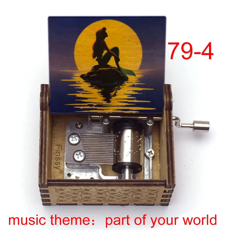 Carousel music box Music box Wooden Part of Your World music theme Little beauty fish girl handed music box