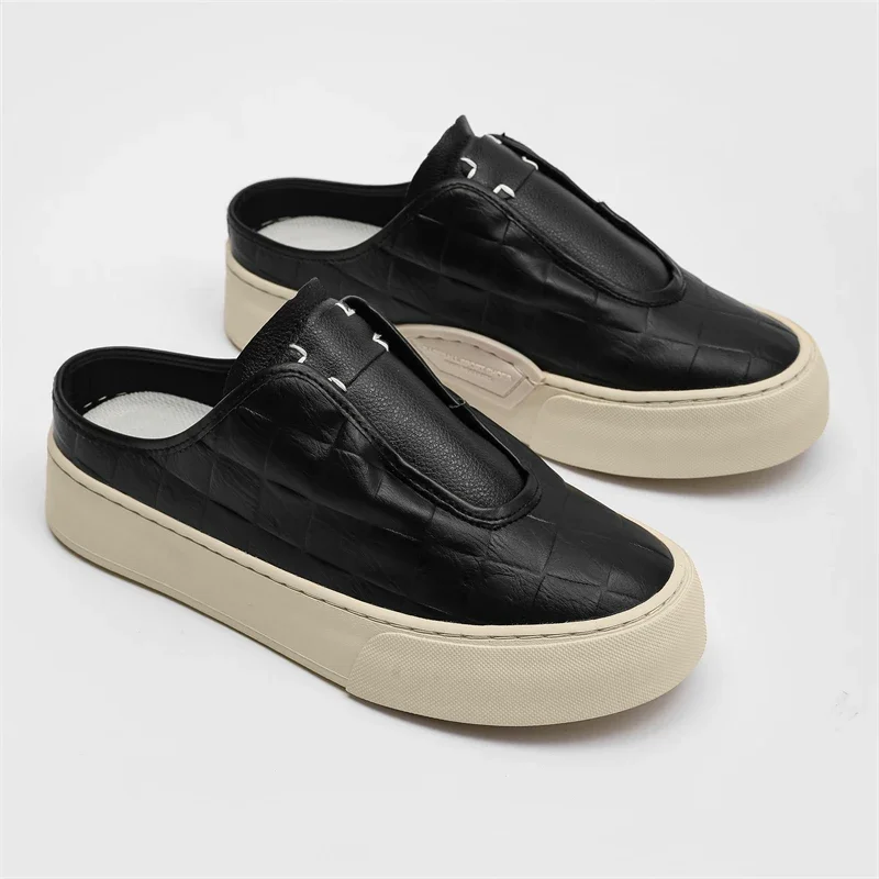 Men Casual Shoes Loafers Sports Platform Slip On Skateboard Comfortable Outdoor Slippers Leather Mules Shoes Boat Clogs