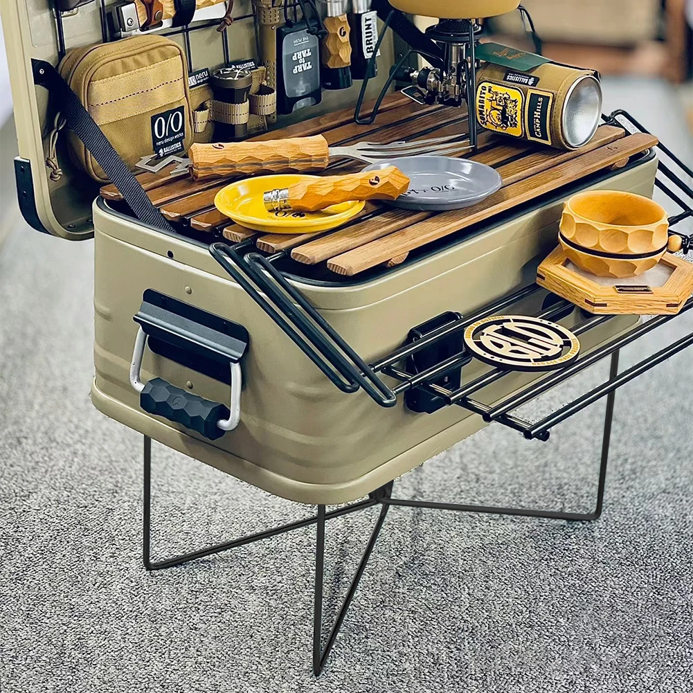 Outdoor Ice Box Holder Camping Folding Cooler Stand Aluminum Alloy Box Stand Portable Storage Boxes Shelves for Travel Cooking