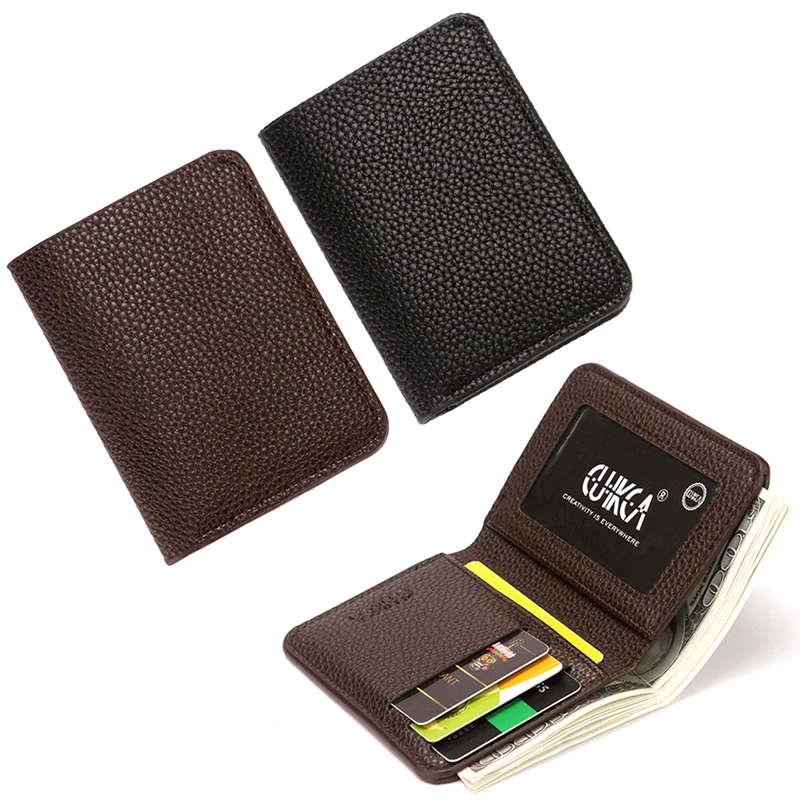 

Fashion Soft Men Wallet Pu Leather Lychee Pattern Mini Coin Purse Driver's License Card Holder