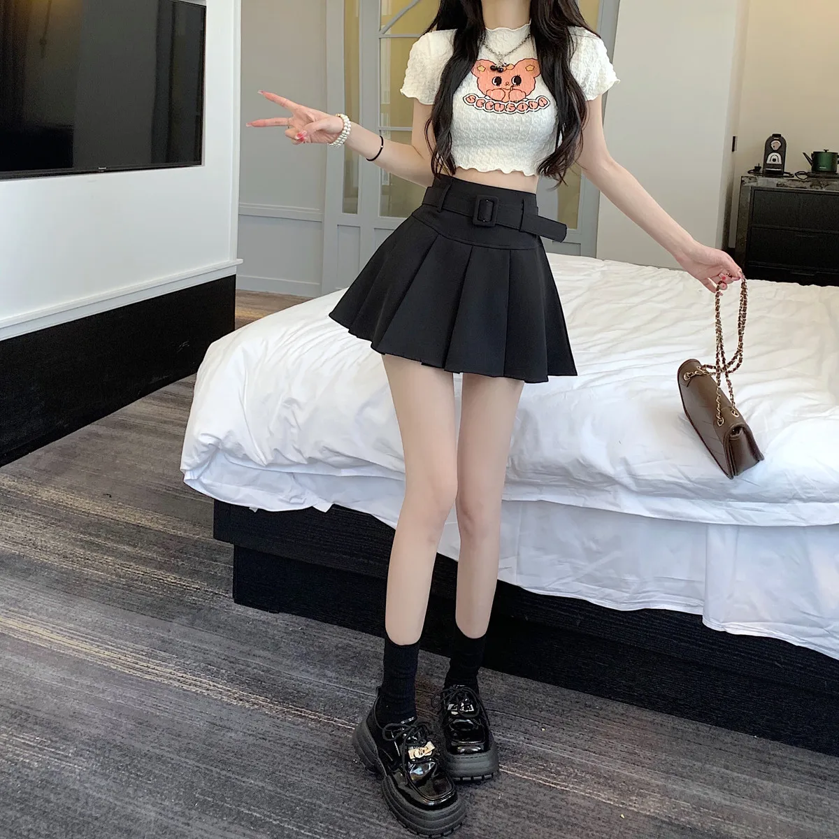 Pleated Mini Skirts Women High Waisted Aesthetic Preppy All