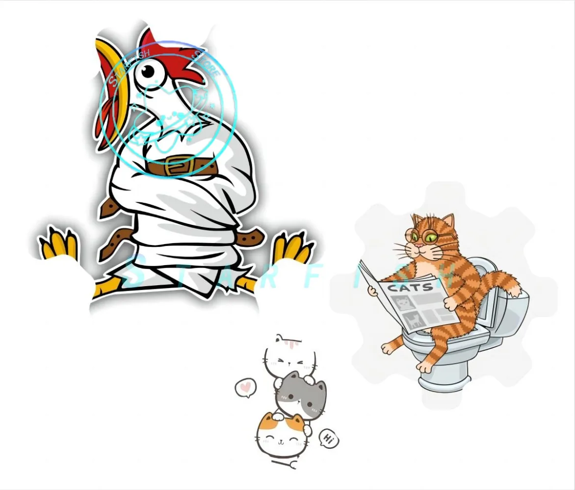 

Cute Cat Crazy Chicken Car Motorcycle External Accessories PVC Material Waterproof and Sunscreen Spray Coating Technology