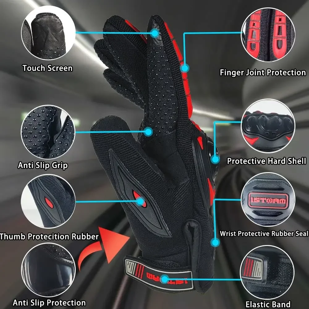 Breathable Touchscreen Hard Knuckle Motorcycle Riding Gloves