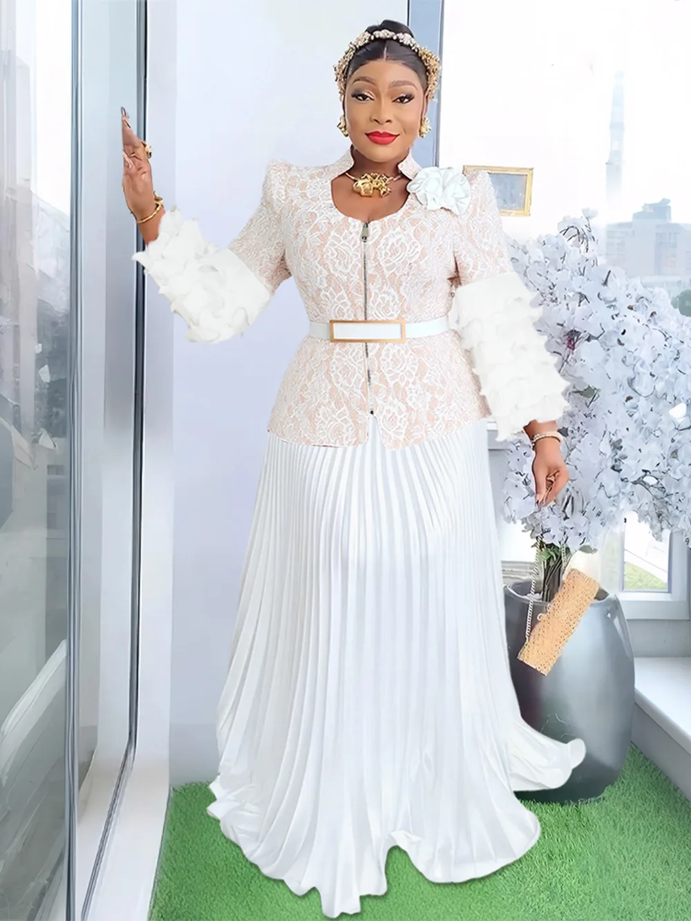 スーツ・フォーマル・ドレス acka velour long dress ivory acka velour long dress