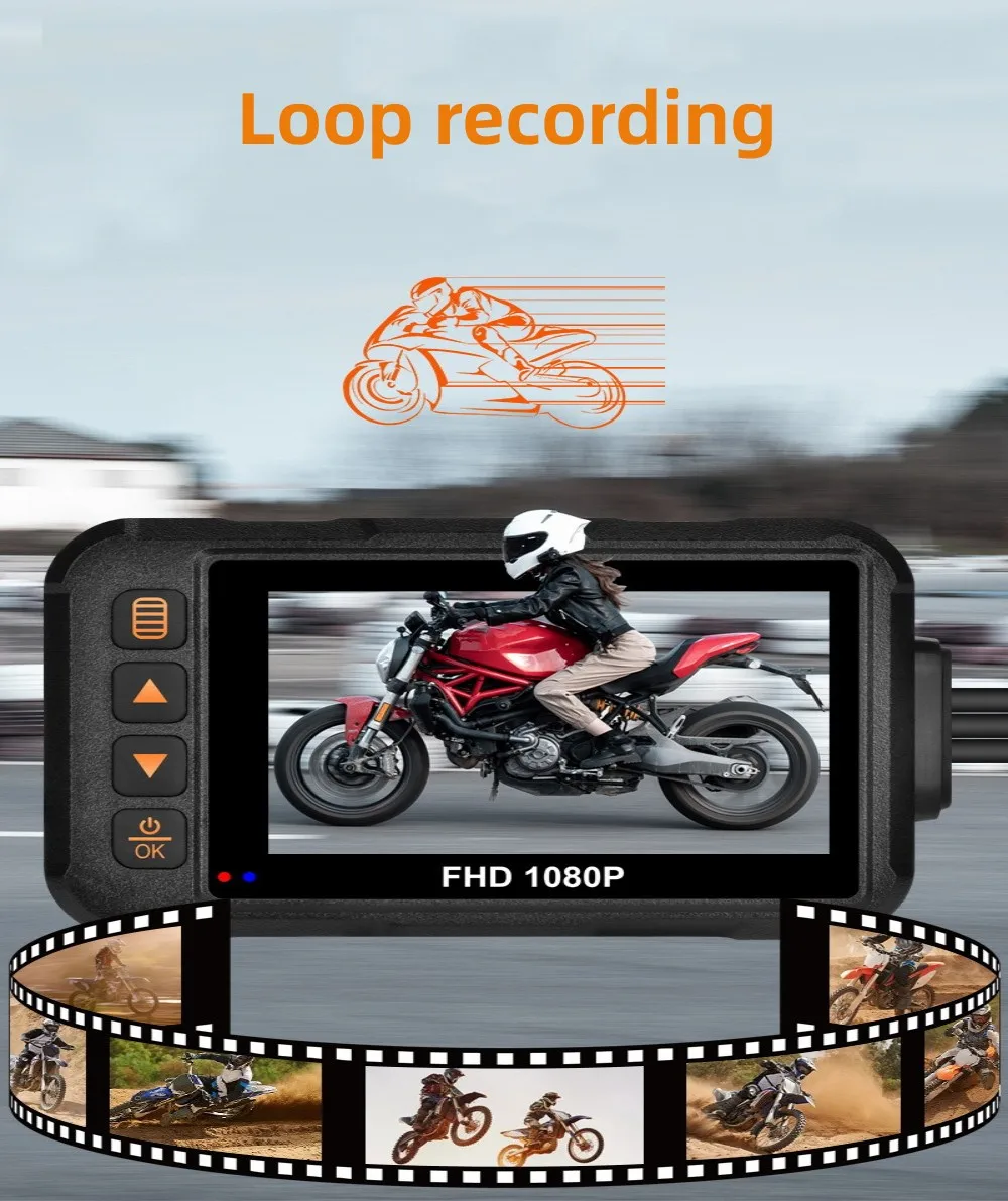 3 Inch Motorcycle Camera DVR Waterproof Motorcycle Dashcam Front & Rear Camera Video Recorder Black Night Vision Box