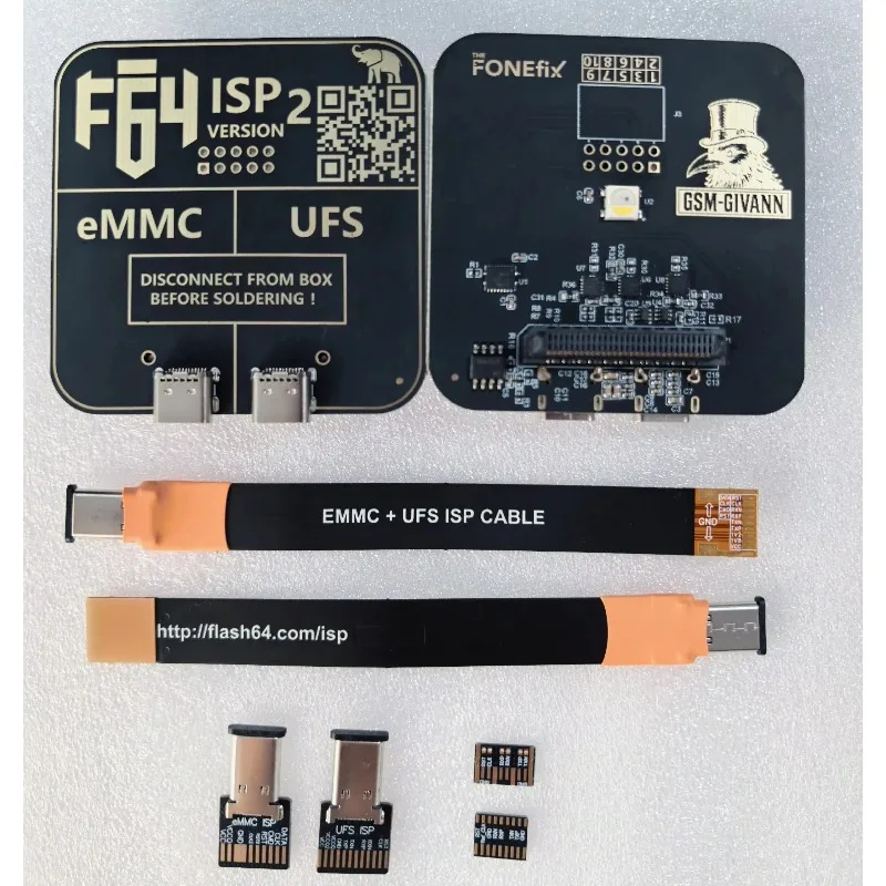 플래시 64 울트라 F64 박스 UFS & EMMC ISP V2 어댑터 (플렉스 케이블 세트 포함, 호스트 없음) 전자제품 수리 및 유지보수 도구용