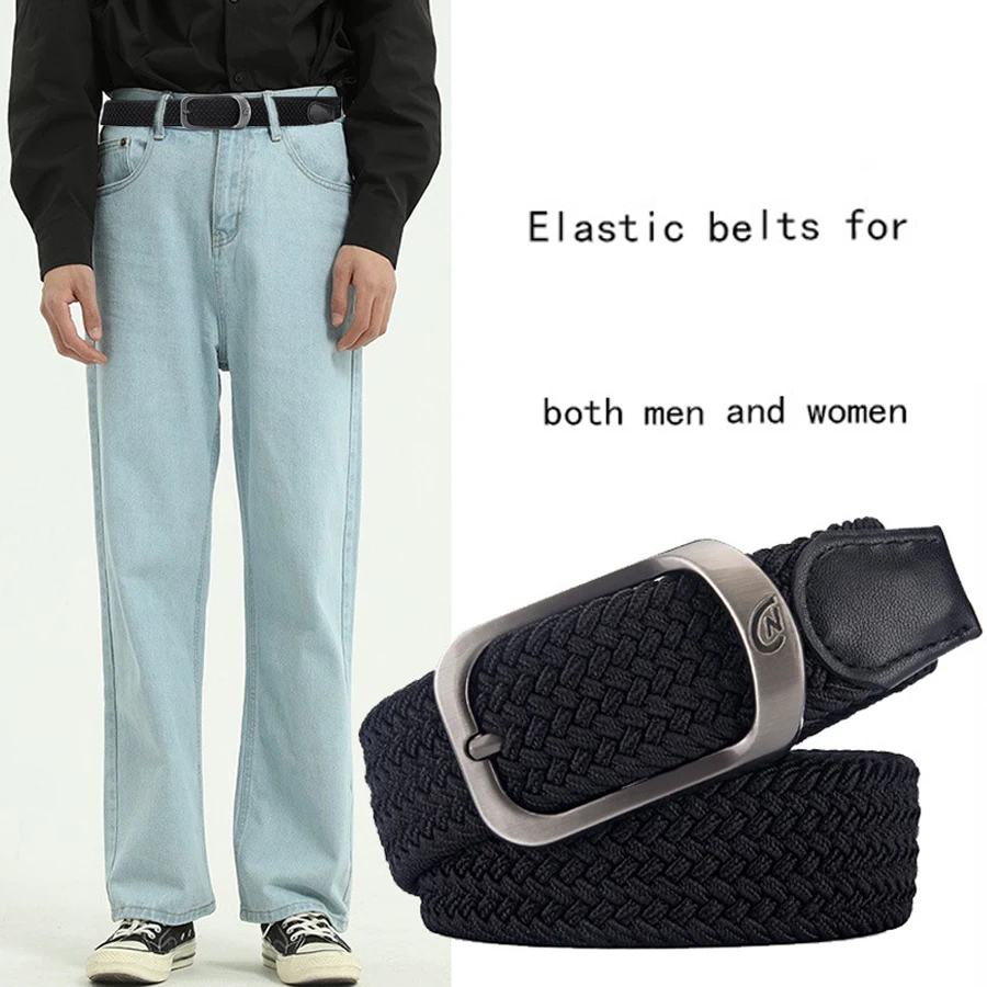 Men's Casual Woven Elastic Belt for Outdoor and Sports