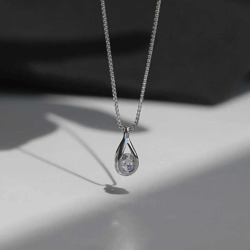 

TKJ New 925 Sterling Silver Drop Shape Cut Cubic Zirconia Pendant Necklace Women's Party Noble Jewelry Gift Free Shipping