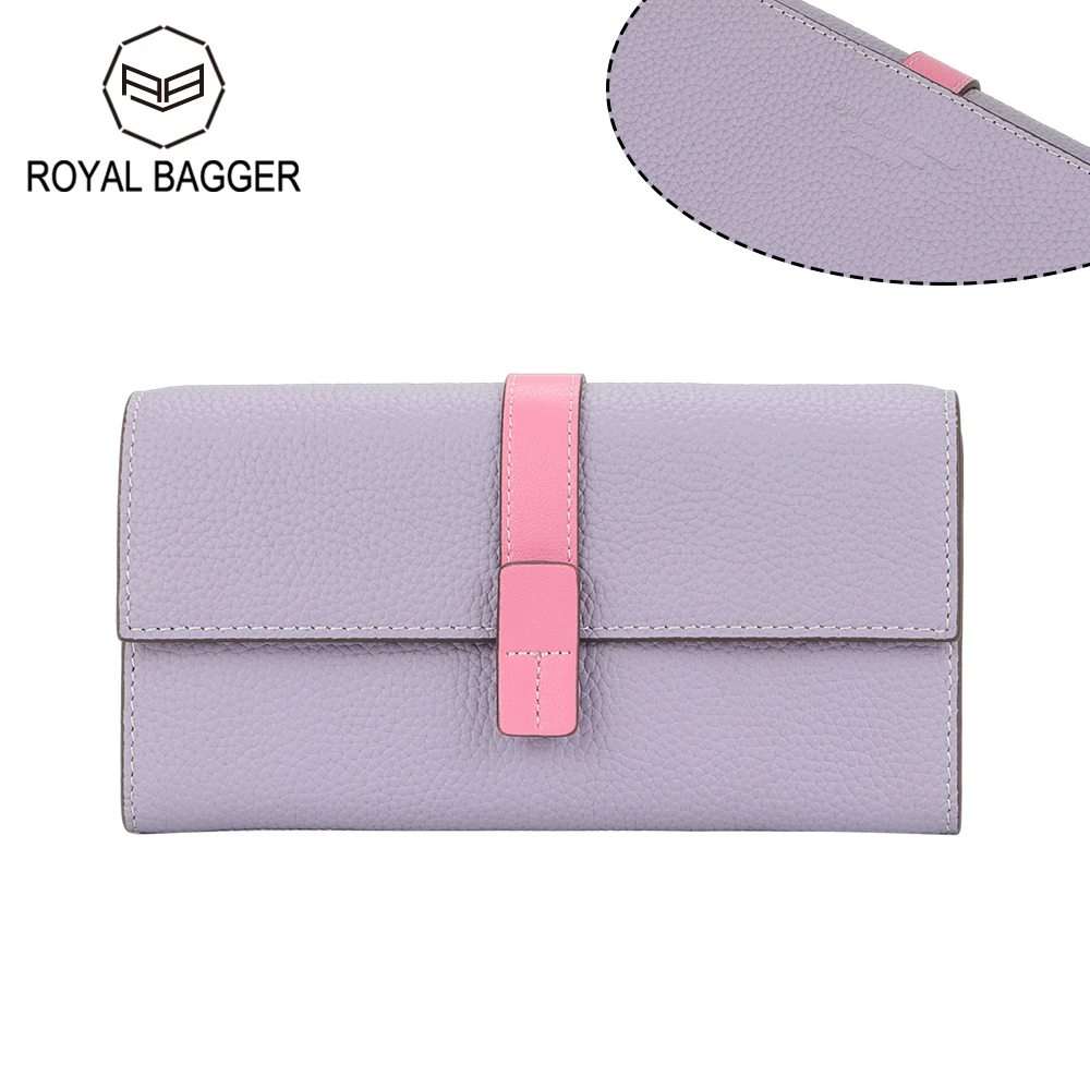 

Длинные кошельки Royal Bagger для женщин, вместительный бумажник из натуральной коровьей кожи, модный кошелек для монет и телефона, 1565
