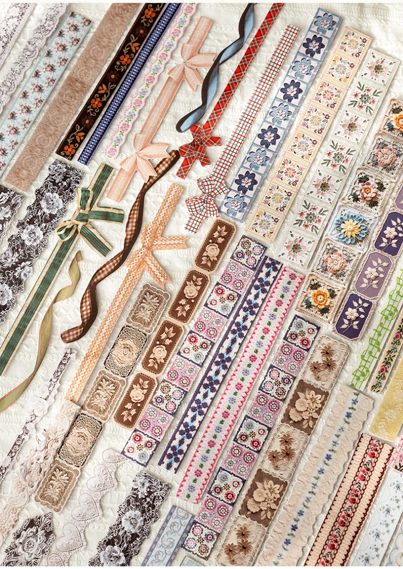 20 Stück/Packung Vintage INS Langes Spitzenpapier DIY Dekoratives Scrapbook-Zubehör Sticker Pack Aufkleber – Detail 13