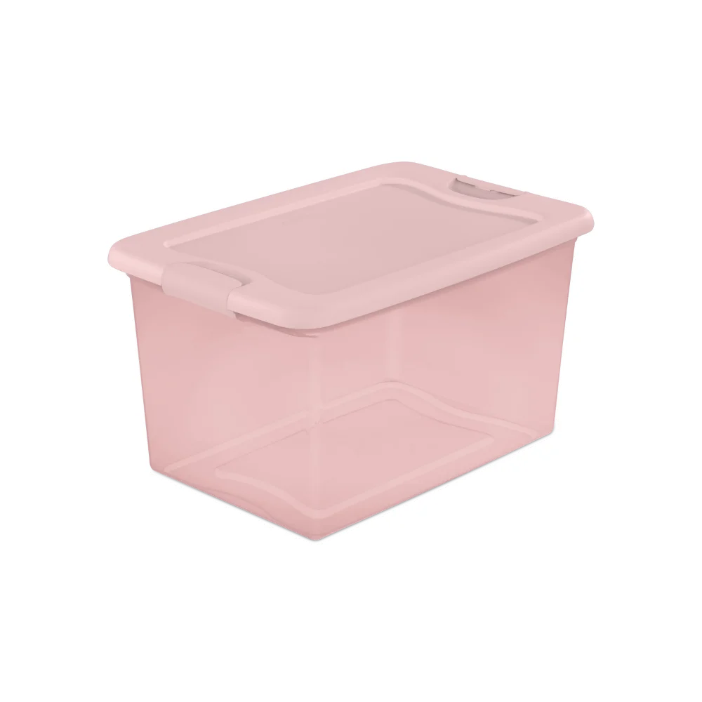 Sterilite Plastic 6 Qt. Storage Box Blush Pink Tint Set of 40 