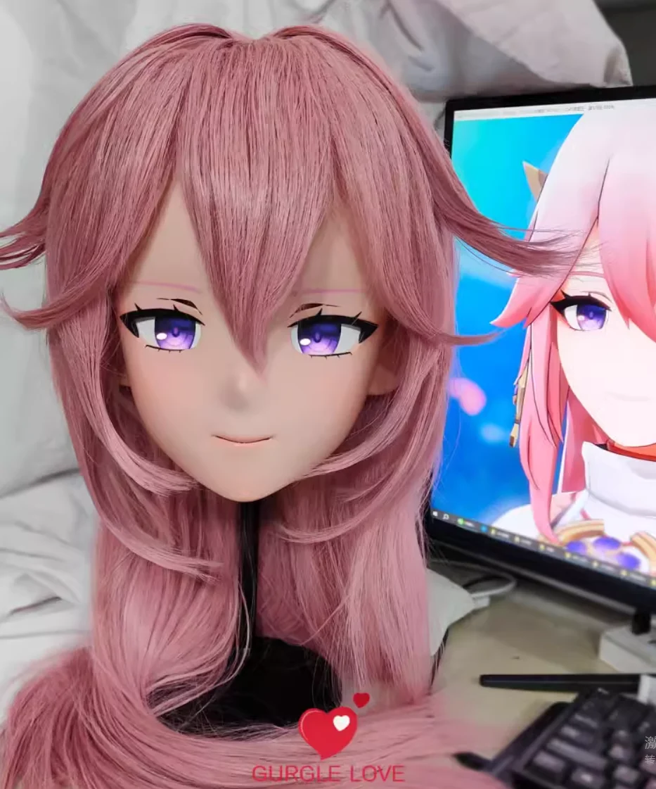 

(GLA04054) персонаж на заказ Смола половина головы японская анимация Косплей кросс-парадная кукла аниме маска кигуруми с глазами и париком