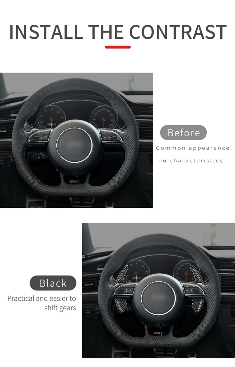 T-carbon Carbon Fiber Steering Wheel Paddle Shift For Audi A3 A4 A5 A6 A7 A8 Q3 Q5 Q7 TT S3 S5 R8 2012-2014