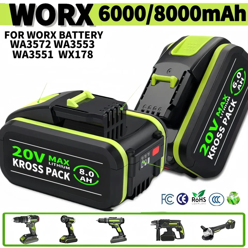 La Batteria Al Litio Sostituisce La Batteria Per Elettroutensili Worx 20v 3ah Wa3551 Wg169 Wa3516 3x372 86428949 - Foto 3