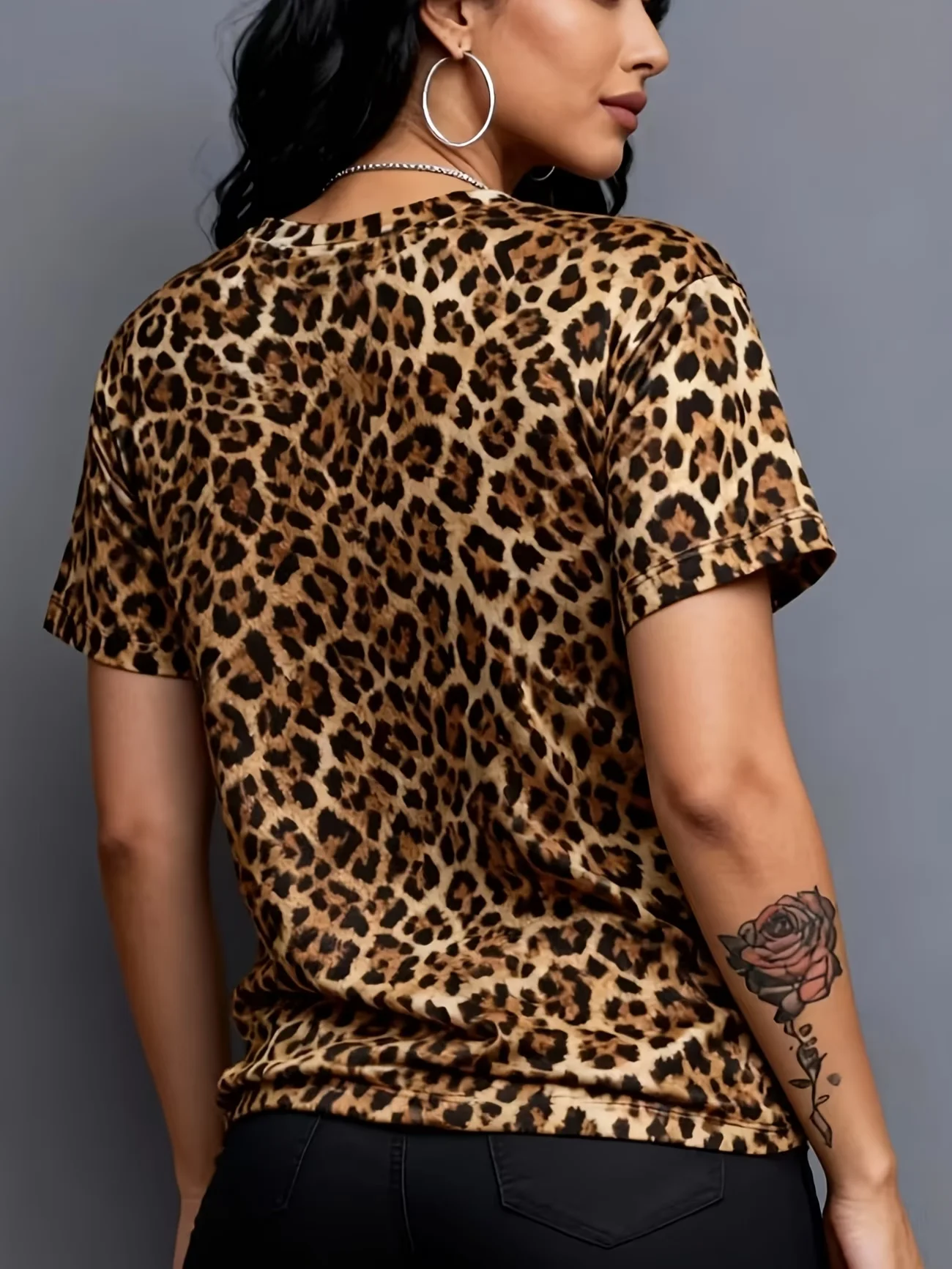 Leopard Print Women T Shirt Casual Short Sleeve O-neck Animal Print Summer Oversized Streetwear Tops 2