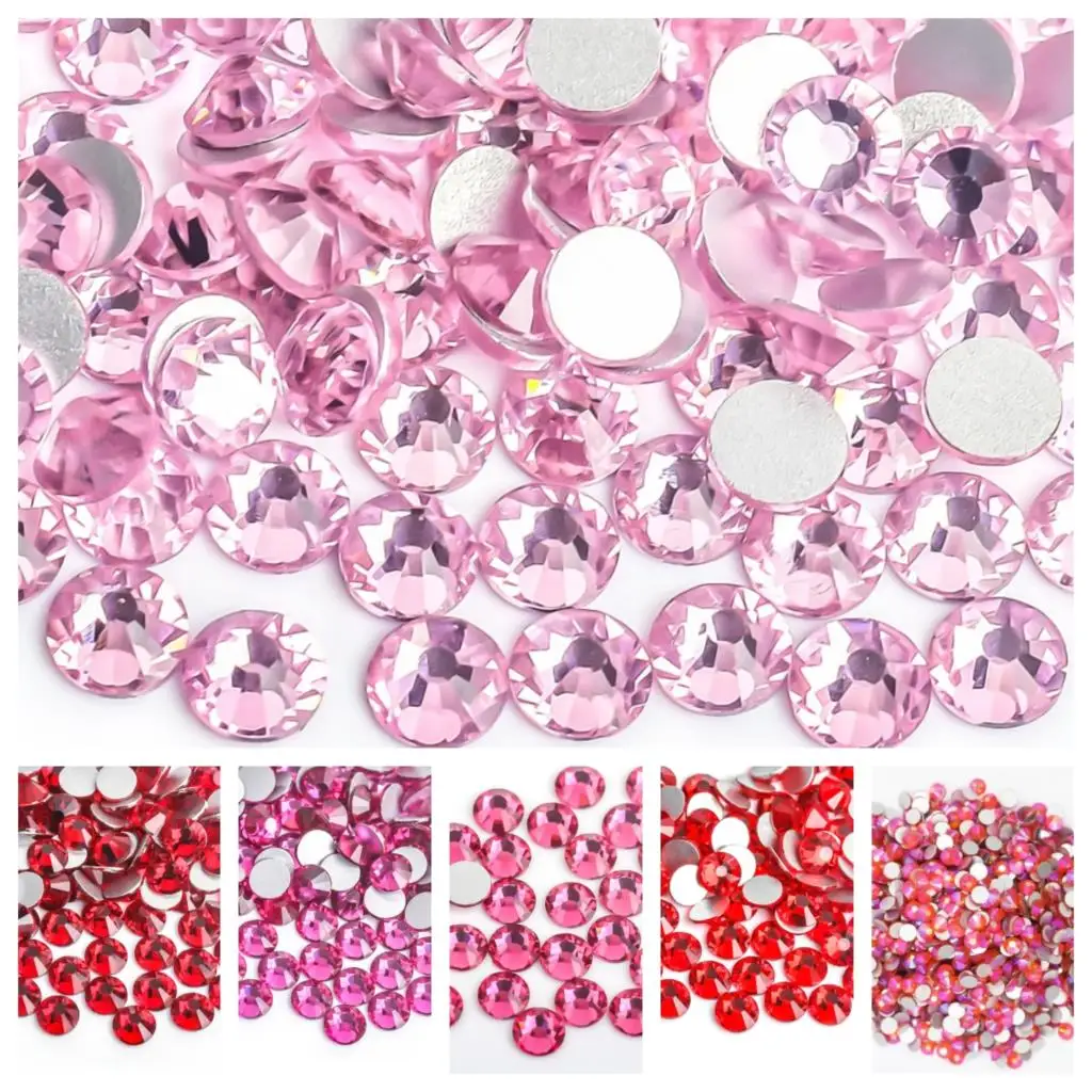 Light Pink/Rose Glass 3D Nail Art Rhinestones ss3 ss4 ss5 ss6 ss8 ss10 ss12 ss16 ss20 ss30 Crystal Nails Non HotFix Decorations red siam flatback glass 3d nail art rhinestones ss3 ss4 ss5 ss6 ss8 ss10 ss12 ss16 ss20 ss30 ss34 crystal non hotfix decorations