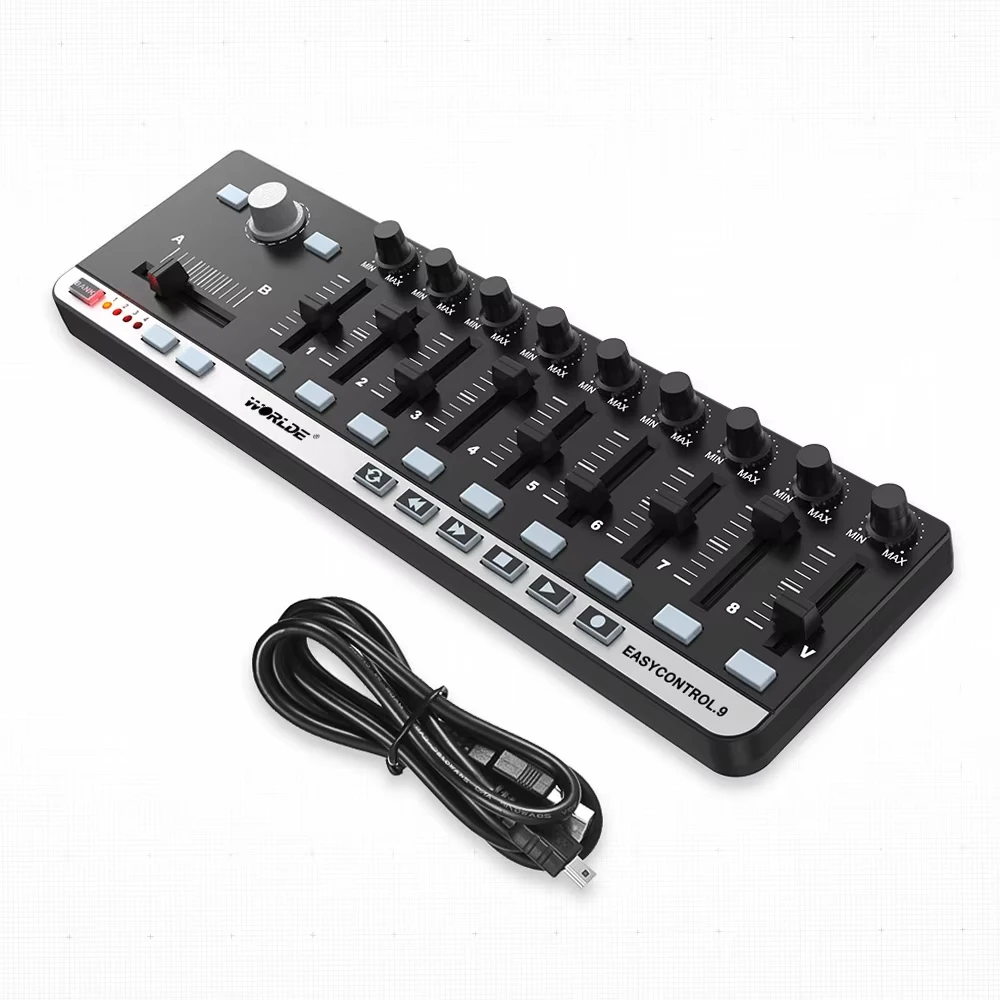 Worlde EasyControl.9 MIDI Controller Slimline Portable USB Control With 4 Memory Banks 6 Transport Buttons Plug-n-Play Kit