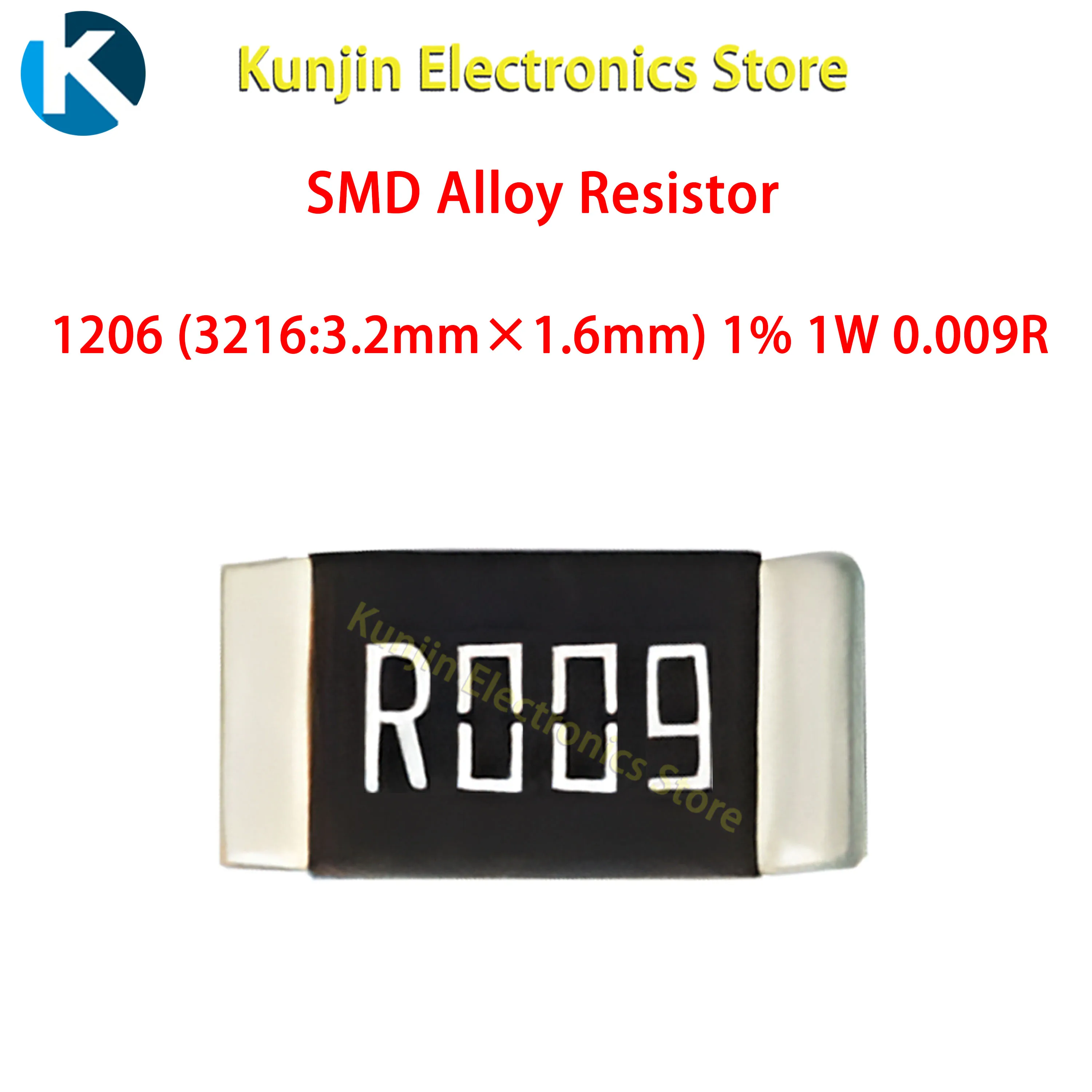 

0,009r Ом 1206 (3216: 1% мм x мм) резистор из сплава SMD 1 Вт