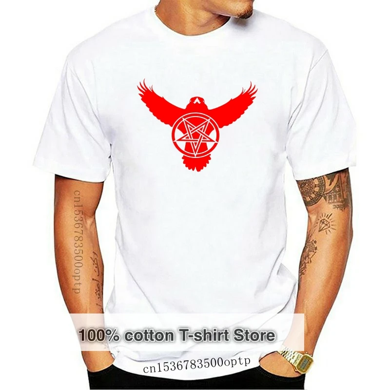 New Crow Pentagram T-Shirt Mens S-5Xl Biker Metal Rock Goth Raven Satanist Personalizza Tee Shirt