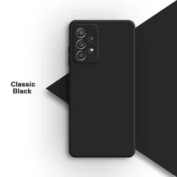 Sleek Pure Color Liquid Silicone Back Cover Case - High - Quality, Simple Design - Samsung A72 (Classic Black)