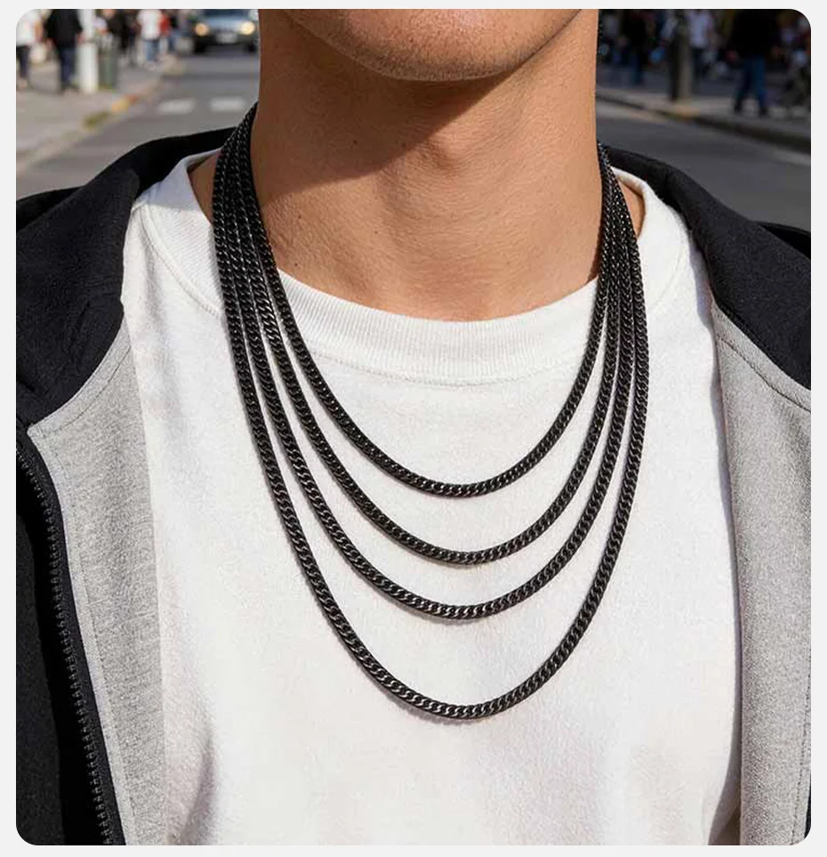 Vnox 3/5/7/9mm Thick Cuban Chain Necklaces for Men Women,Simple Miami Curb Links Collar,Waterproof Stainless Steel Unisex Chain Se50e70cf940c4feca2d8a89834e03e30G