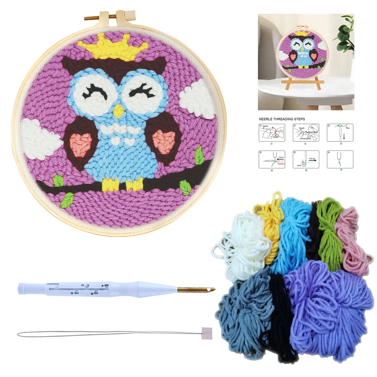 Buy DIY Punch Embroidery Kits for Adults Animal Pattern with