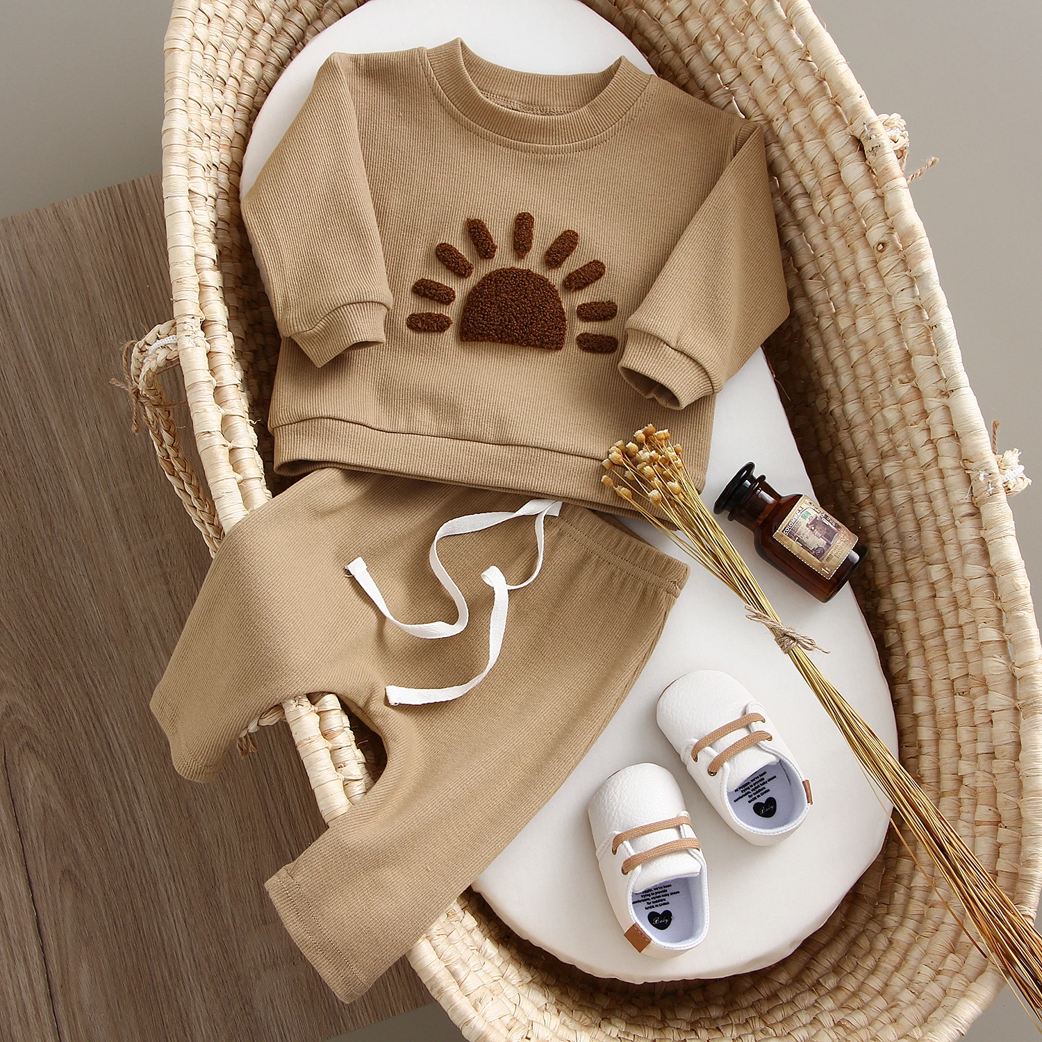 

2 шт., детский хлопковый комплект из свитшота с длинным рукавом и брюк