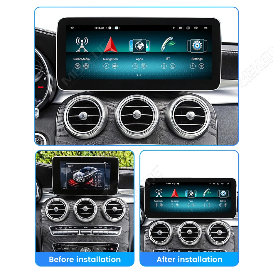MEKEDE Radio Estéreo con Navegación GPS para Auto, Android 15 de 8 Núcleos, para Mercedes-Benz Clase C W205 GLC X253 Clase V W447, Pantalla de Infoentretenimiento, CarPlay Inalámbrico, Android Auto, 4G, BT, DSP, Sistema Dual, Unidad Principal, 4+64GB, 6+128GB, Reproductor Multimedia con Pantalla Táctil 2