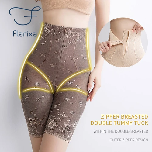 Flarixa 여성용 슬리밍 시스, 플랫 배 성형 팬티, 허리 트레이너, 바디 셰이퍼, 지퍼, 엉덩이 리프트, 배 조절, 반바지 코르셋 2