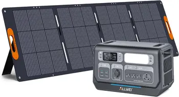 Solar Generator 2400W with 1x 200W Solar Panel 2048Wh LiFePO4 Portable Power Station Fast Charge in 1.5H 4 AC Outlet 1