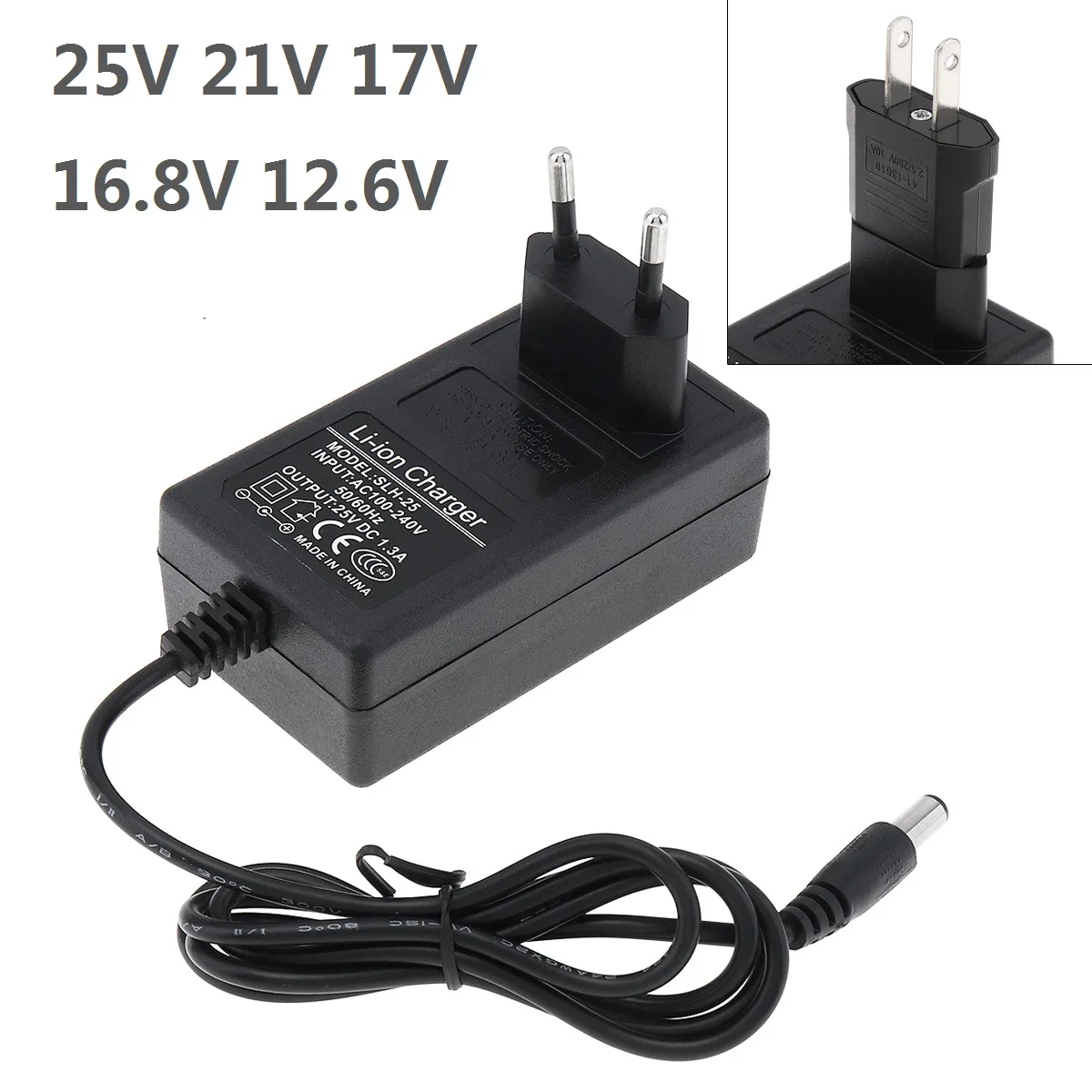 Electric Drill Charger Battery Adapter Universal Charger 12.6/16.8/17/21/25V DC Power Adapter for Lithium Battery Electric Drill Screwdriver