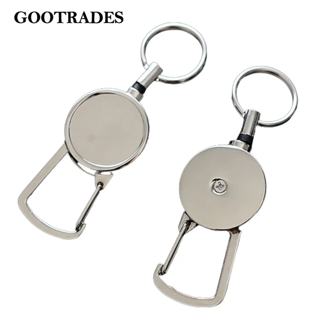 New 1pc Quality Metal Retractable Pull Key Ring Id Badge Holder Name Tag  Card Holder Recoil Reel Belt Clip Gift Office Supplies - AliExpress