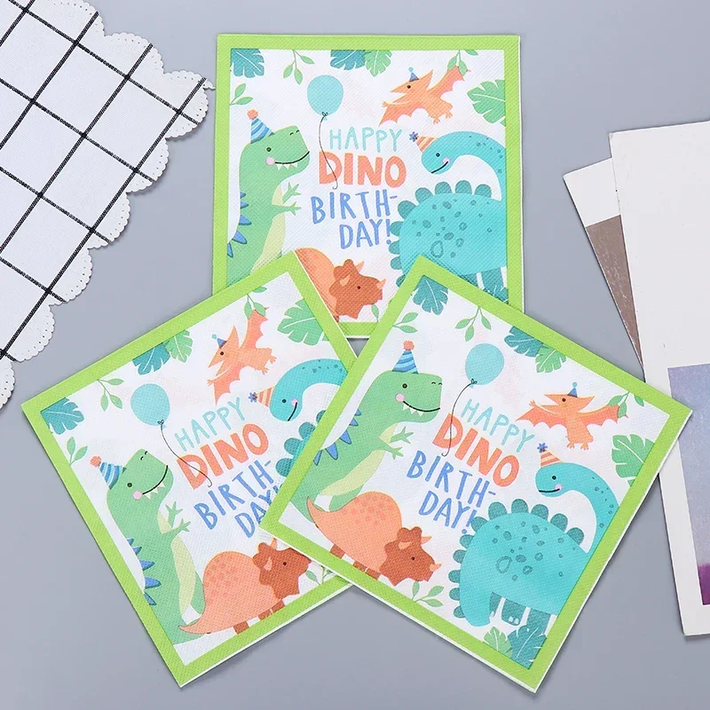 20pcs/Pac Dinosaur Printing Paper Napkins Cartoon Birthday Party Colorful Personalized Dress Up Paper Handmade Towels
