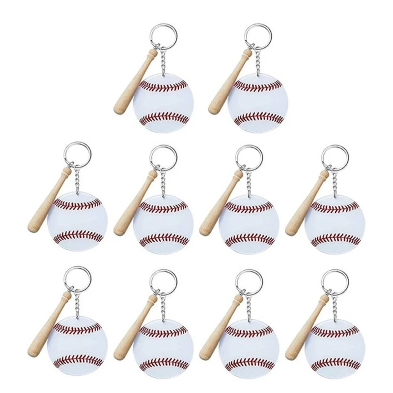 

10 Pcs Baseball Keyrings Acrylic Sports Key Rings DIY Baseball Team Gift 37JB