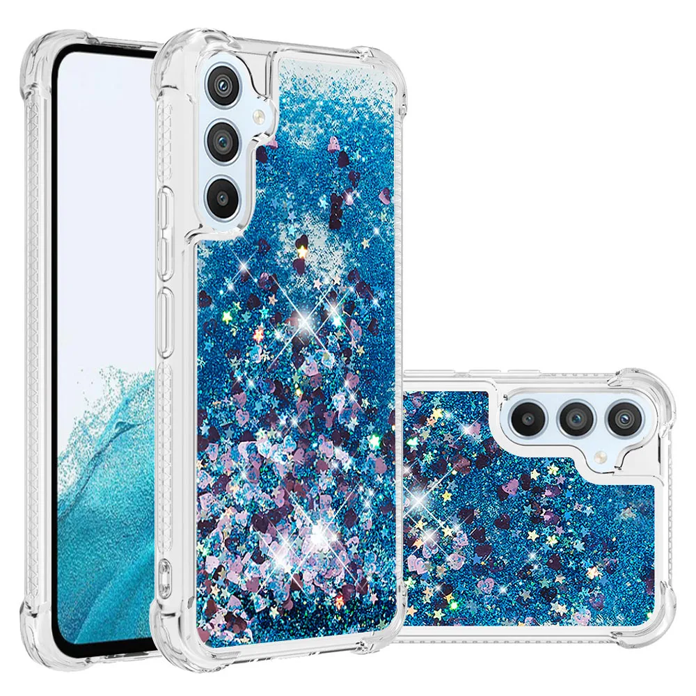 Sparkling Clear Liquid Quicksand Phone Cover with Dynamic Glitter Design