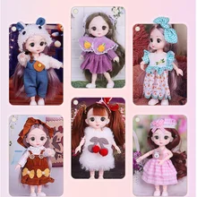 

6-inch BJD Doll 16cm 13 Joints Are Movable Doll 3D Eyes Girl Fashion Dress Skirt Suit Dress-up Toy for Shoes Gift for Children