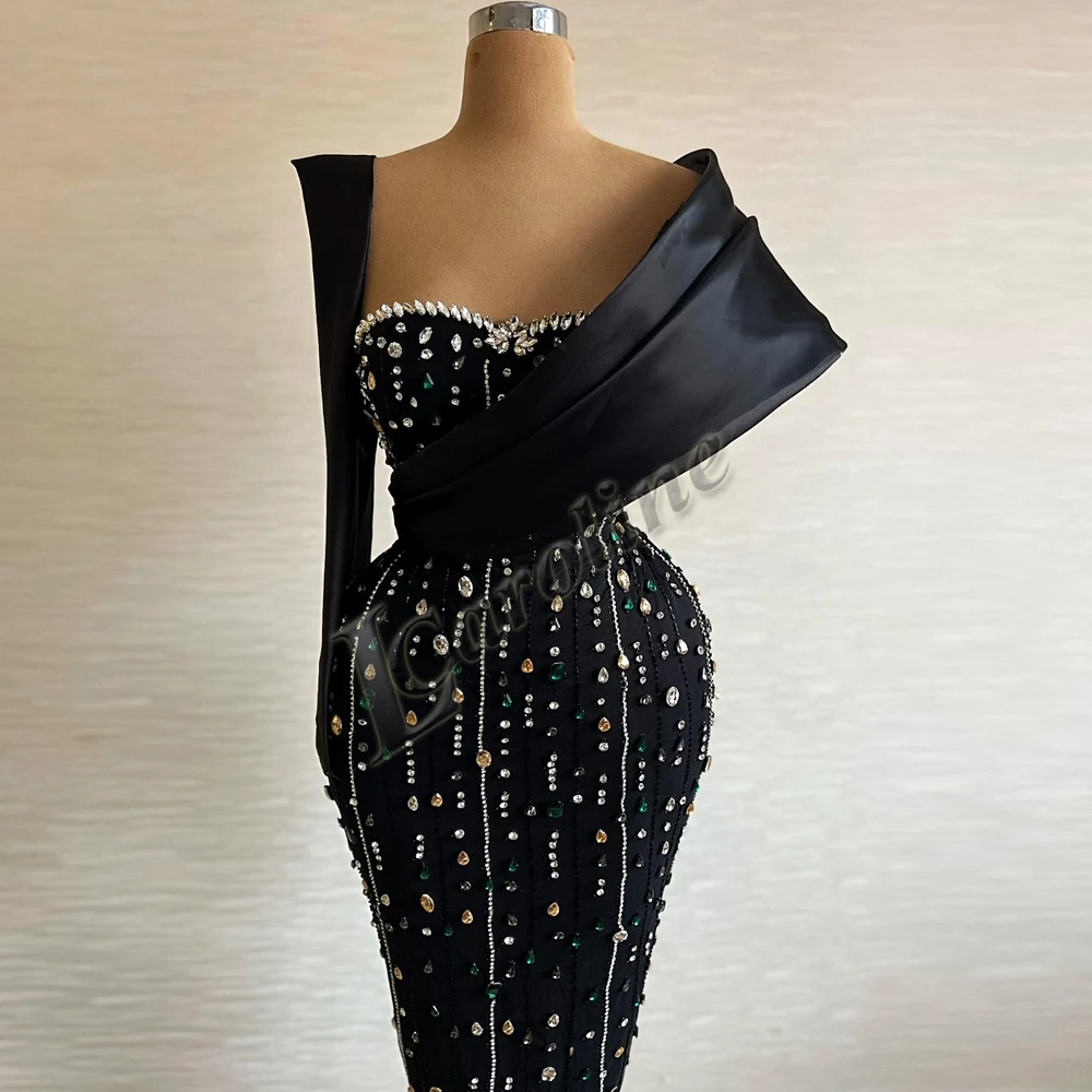 Caroline Classic Mermaid Celebrity Dresses for Women Beadings Crystals Rhinestones Pleating Party Vestidos de Festa Customised womens dress