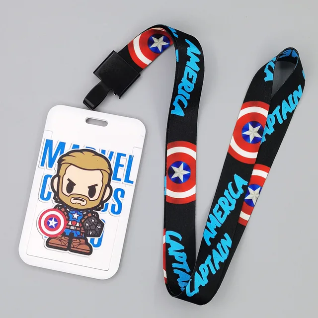 Marvel Movie Characters Card Cover Captain America Spiderman Super Heroes ABS Card Holder Student Campus Card Hanging Lanyard ID Xhmw01