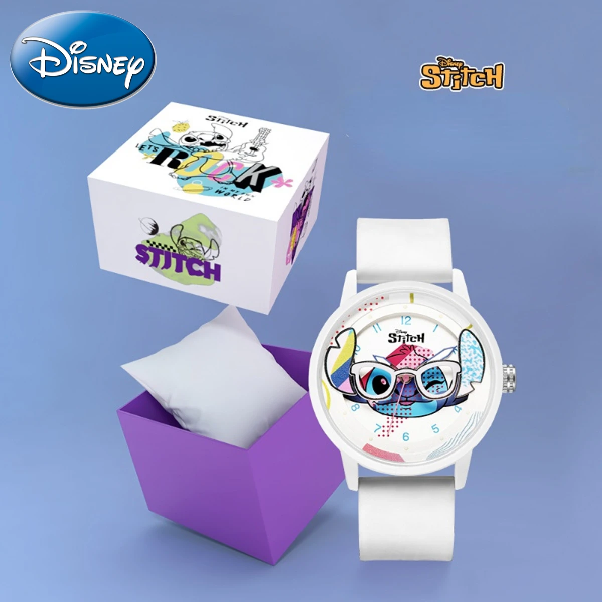Подарочные часы Disney со шитьем в коробке, светящиеся Детские Кварцевые часы с прозрачными полыми очками для празднования, мужские часы
