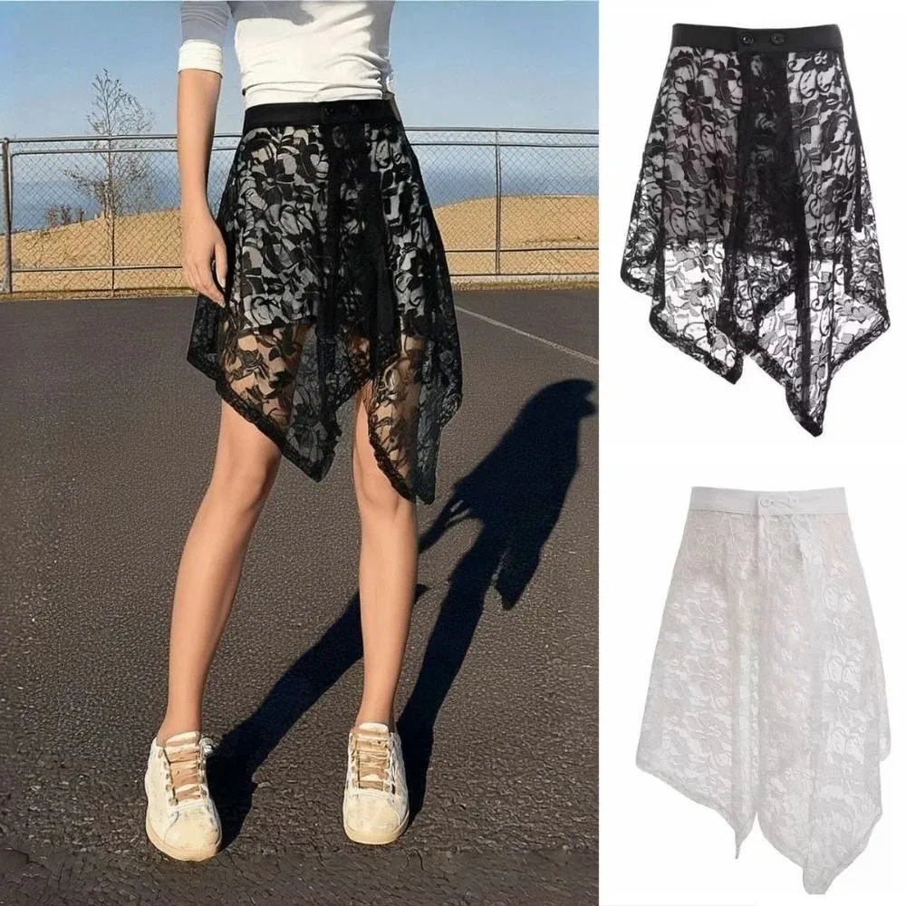 Sous-jupe en dentelle irrégulière, Anti-éblouissement, asymétrique, en maille, robe, Streetwear, taille haute, jupe de sécurité, jupon 1 Sous-jupe en dentelle irrégulière, Anti-éblouissement, asymétrique, en maille, robe, Streetwear, taille haute, jupe de sécurité, jupon 1