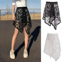 Sous-jupe en dentelle irrégulière, Anti-éblouissement, asymétrique, en maille, robe, Streetwear, taille haute, jupe de sécurité, jupon 1
