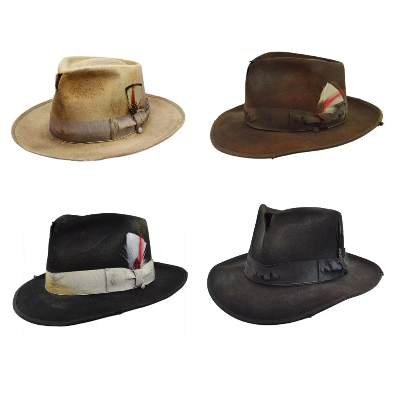 

Old-fashioned Top Hat Wide Brim Fedora Hat Gift for Boyfriend Top Hat Short Brim Magician Costume for Outdoor Gatherings