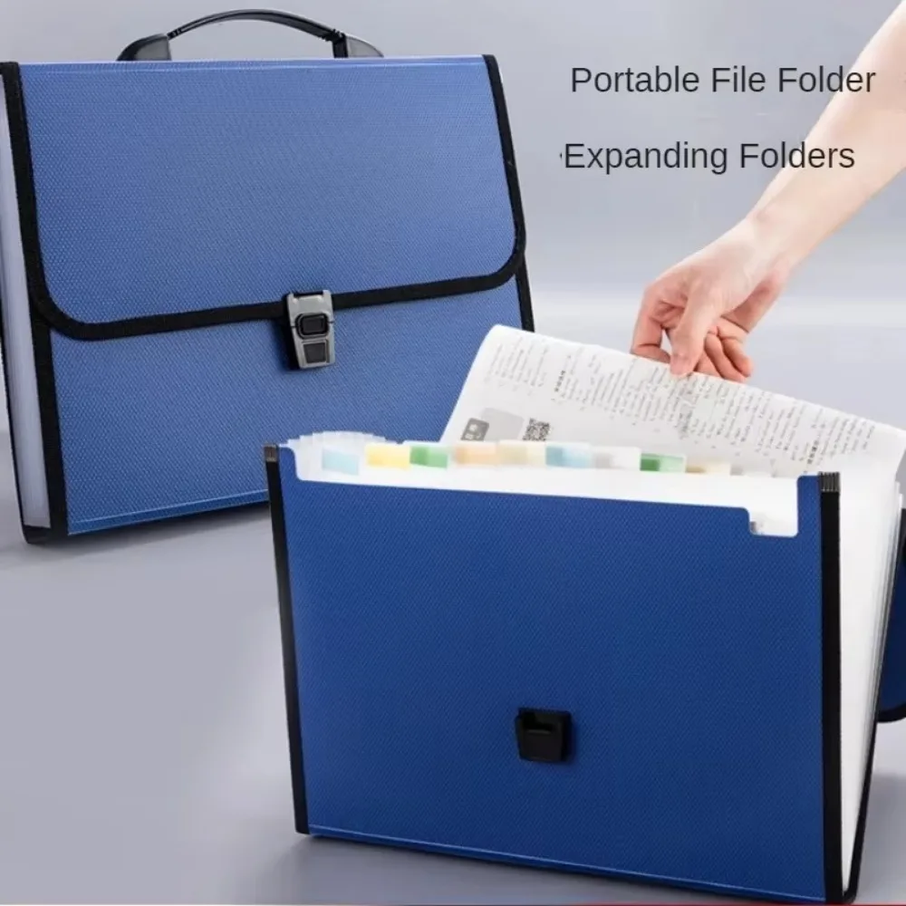 File Folder A4 Size Portable 13 Pockets Expanding Wallet File Folder Paper Document Storage Organ Bag Office School