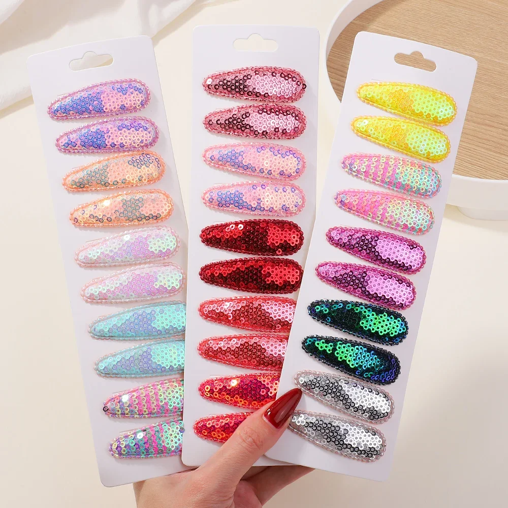 10Pcs/Set Gradient Sequins Metal BB Clips Hair Clips for Kids Handmade Hairpins Barrettes Headwear Girl Fashion Hair Accessories tai 300pcs 10 1m ohm 1 4w resistance 1% metal film resistor assortment kit set 30kinds 10pcs 300pcs