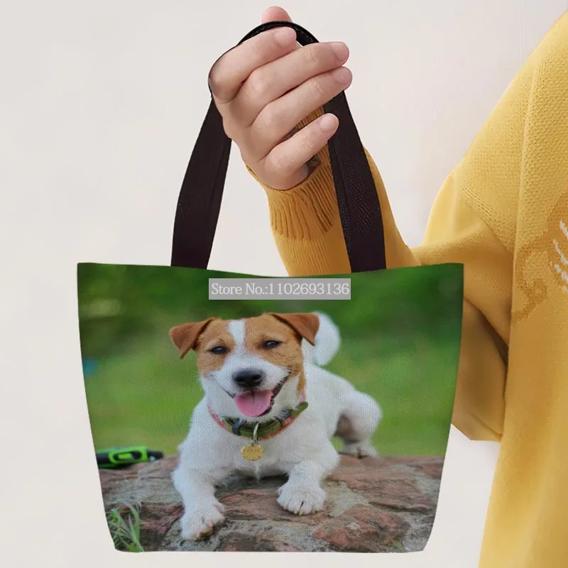 Jack Russell Terrier Print Handbag Donna Casual Lino Totes Underarm Top Handle Bag Lady Shopping Lunch Travel Bags