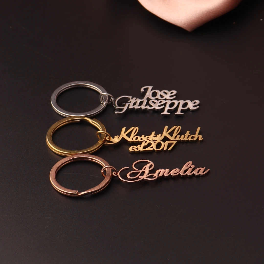 

Custom Name Keychain Personalized Stainless Steel Pendant Keychains for Women Men Customized Nameplate Keyring Jewelry Gifts