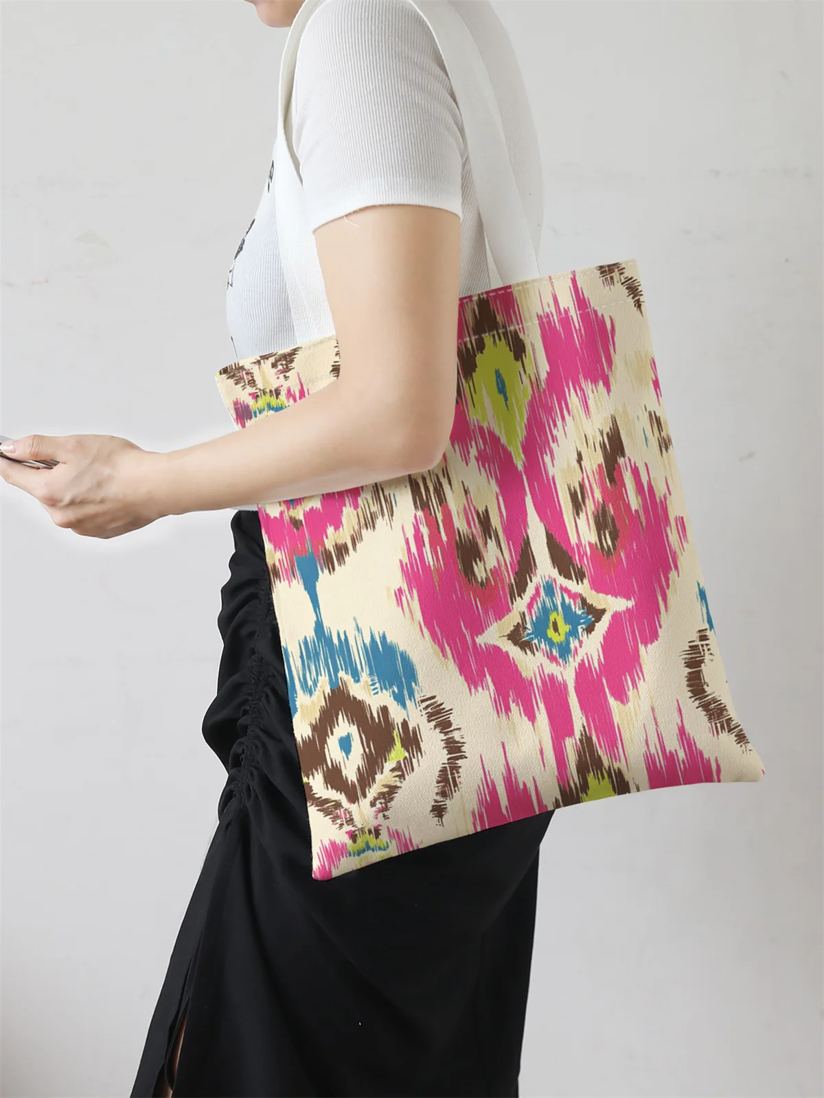 Printed casual handbag, reusable fashionable backpack, multifunctional handbag, canvas shopping bag