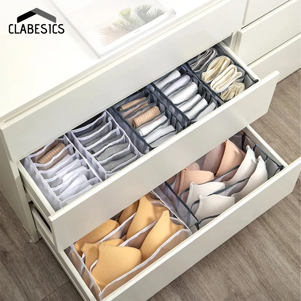 4 Pieces Set of Foldable Drawer Storage Organizer Underwear Closet Divider 